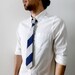 Vintage 1980s Skinny Tie with Blue and Grey Stripes / Men / Mod / Hipster