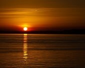 THE NATURE COLLECTION, photography, sunset, Puget Sound, Seattle, orange, blue, glow, harbor, reflection, Pacific Ocean