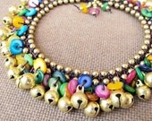 The Colour of the South Sea Boho Ankle Bracelet with Mother of Pearl Shell and Bells
