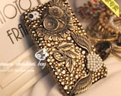 Antique owl Crystal iphone 4/4s pearl case, crystal Hard Case for Apple iPhone 5 Case, iPhone 5 Case, iPhone 4/4s Case galaxy case