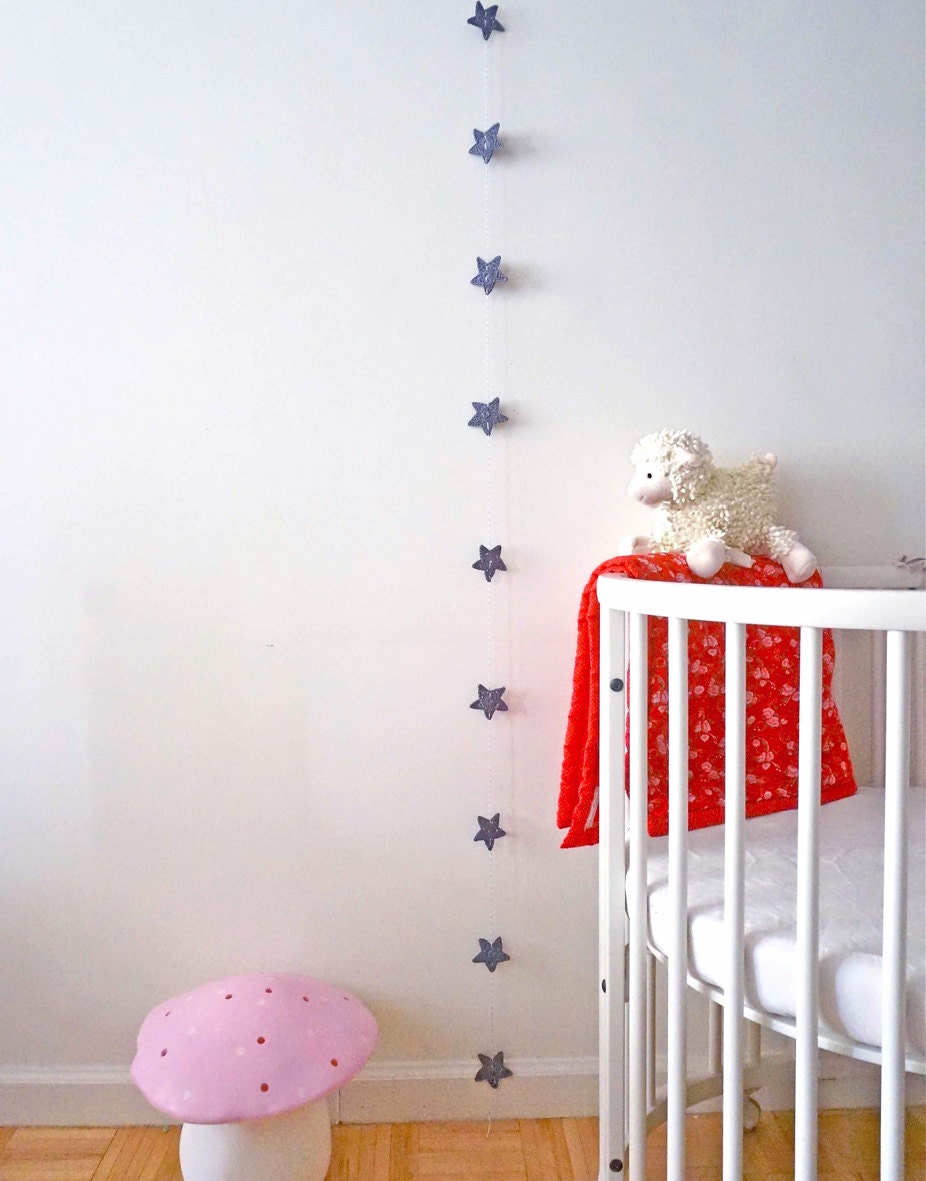 Crochet Stars Garland in Dark Gray - Nursery - Children's room - Home decor