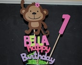 Monkey Birthday Centerpieces With Childs Age And Name
