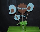 Bird Birthday Centerpiece With Childs Age And Name