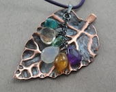 Colourful Autumn - silver and copper pendant. Autum Leaf. Handmade