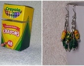 Crayola Rolled Paper Bead Earrings (Ombre, Dark, Light, Dangle, Recycle, Upcycle, Yellow, Green, Teacher, School, Crayons)