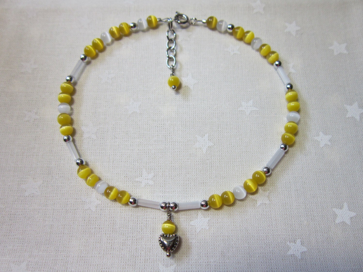Yellow Anklet, Handmade Anklet, Beaded Anklet, Ankle Bracelet, Summer Jewelry, Yellow Beads, Foot Jewelry