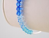 Bangle Silver Plated Genuine Swarovski Crystal Beads Sleek Bracelet Capri Aquamarine Blue Ombre Jewelry