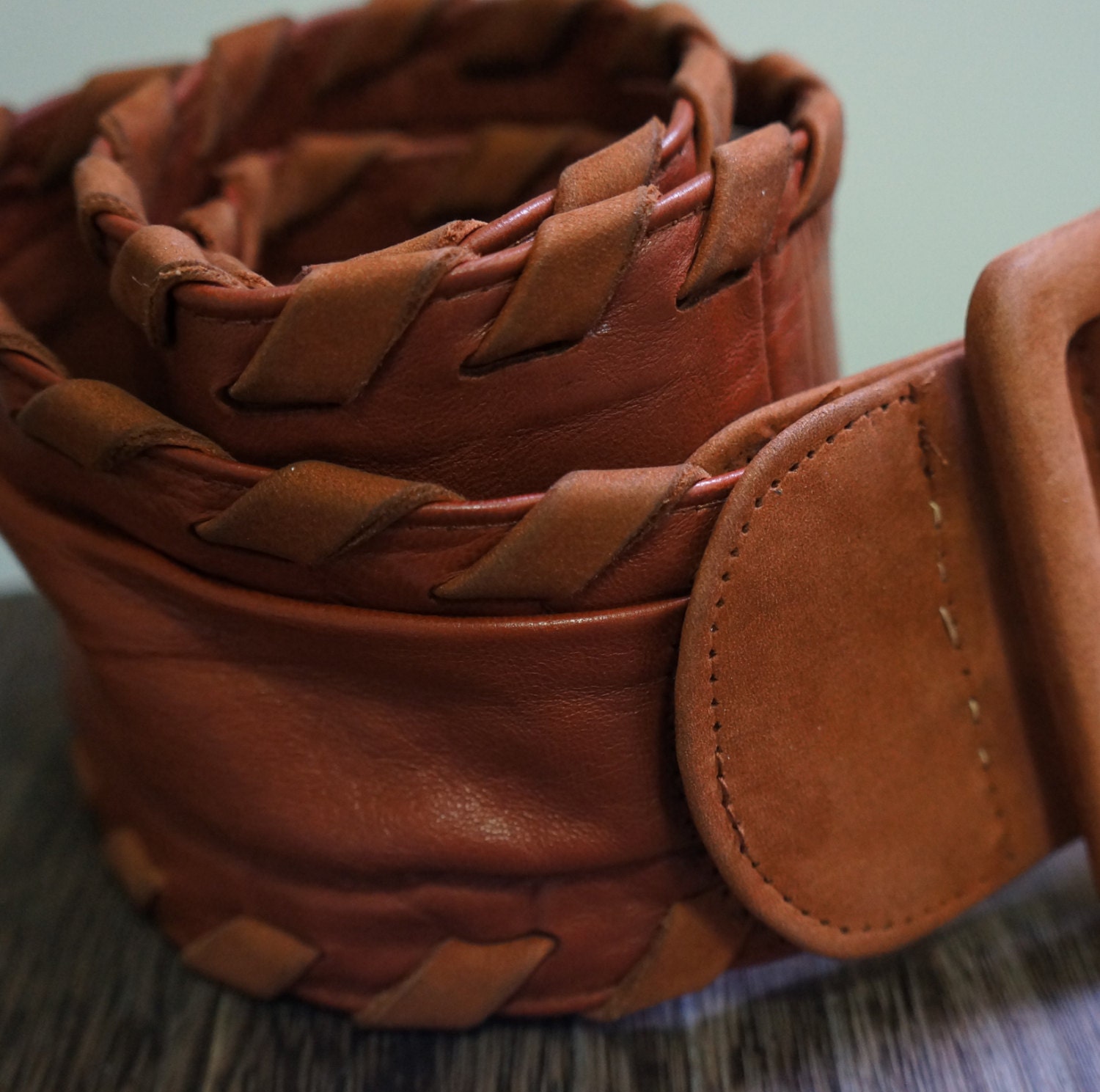 Vintage brown leather HENRY BENDEL belt, with original tags, made in Italy, free shipping