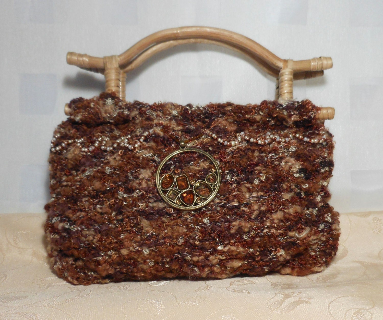 Knitting Bag, Handbag, Brown Bag, Beaded Bag, Knitted Handbag, Knitting, Crochet Bag, Wool Bag, HandKnit, Handmade4you, Handmade.