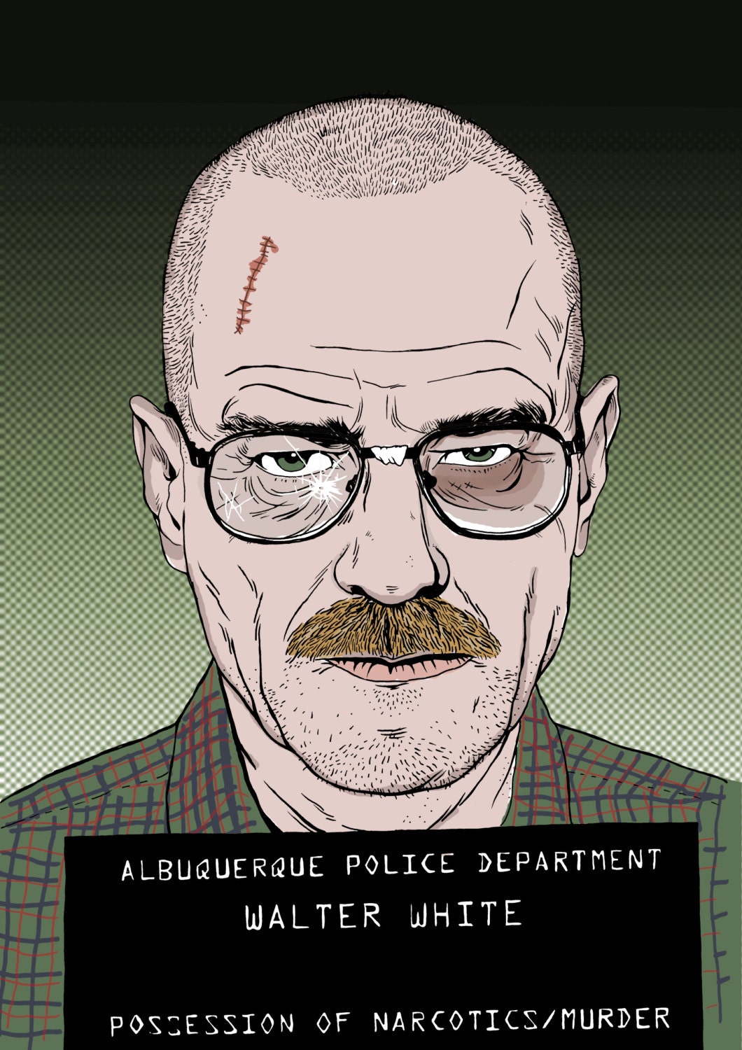 walter white, breaking bad portrait print A3 on 240gsm quality paper