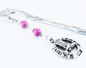 Beaded Bookmark Horse Pink Magnesite Cowboy Boot Horseshoe Country Western Book Mark