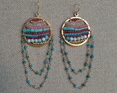 The Garland- Multi Gemstone Wire Wrapped Earring with Turquoise Chain Dangle