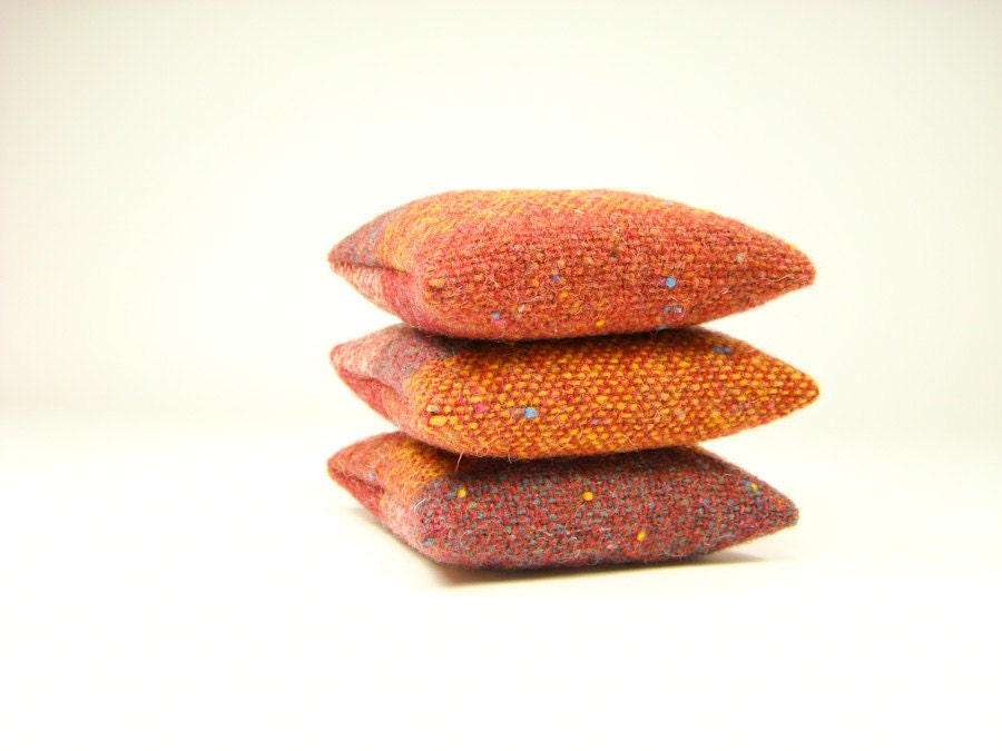 Men's closet Lavender sachets 3-pack. Herbal sachets. Natural air freshener. Red orange yellow gray geometric square. Gift for him