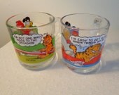1970s Garfield & Odie Glass Mugs - Set of Two