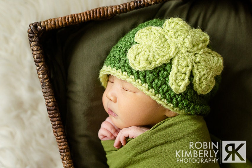 Crochet Pattern - Feelin' Lucky Shamrock Hat Newborn - Child Sizes