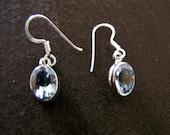 Sterling Silver Oval Faceted Blue Topaz Earrings
