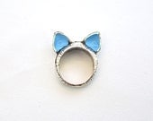 Kitty Ear Ring - Sky Blue and Silver -  Fun Summer Party Wear