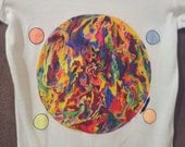 White T-shirt  with psicodelic planet  for women Size S