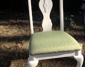 Antique White Distressed Refinished and Reupholstered Kitchen/Desk Chair
