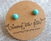 Tiny Vintage Glass Turquoise Earrings