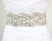ELYNN II - 3 1/4" Wide Exquisite Bridal Crystal Rhinestone And Pearls Sash, Bridal Beaded Belt, Rhinestones Wedding Sashes, Wedding Belts