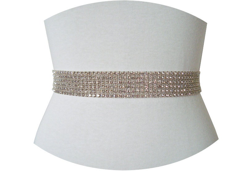 DIANA I - Exquisite 6 Row Crystal Rhinestone and Pearl Bridal Sash, Bridal Beaded Belts, Rhinestone Wedding Sash, Rhinestone Beading Belt