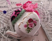 tea pot vintage hand made pin cushion stick pins