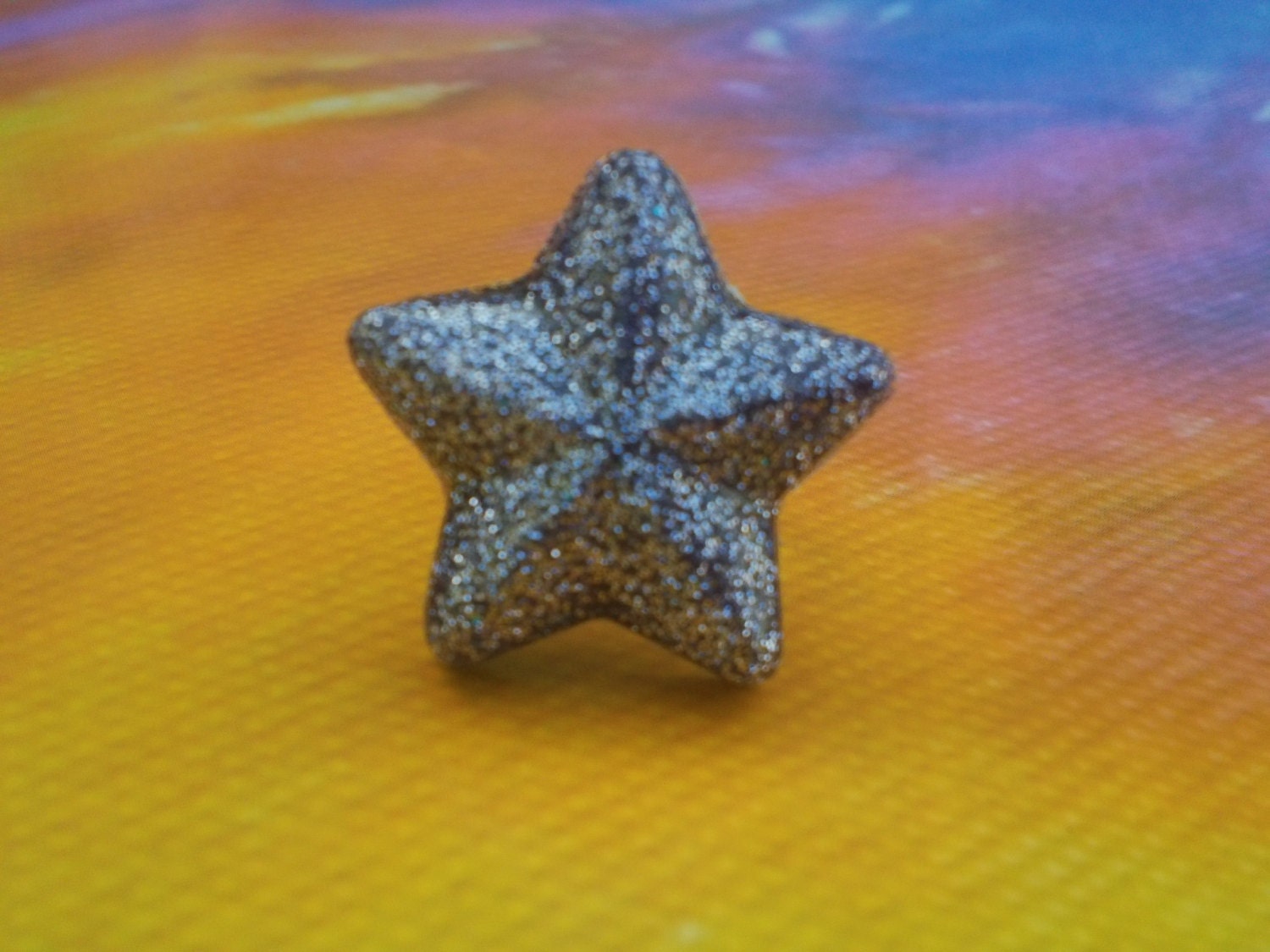 Sparkly glitter star adjustable ring in silvery purple- Don't You Know That You Are A Shooting Star