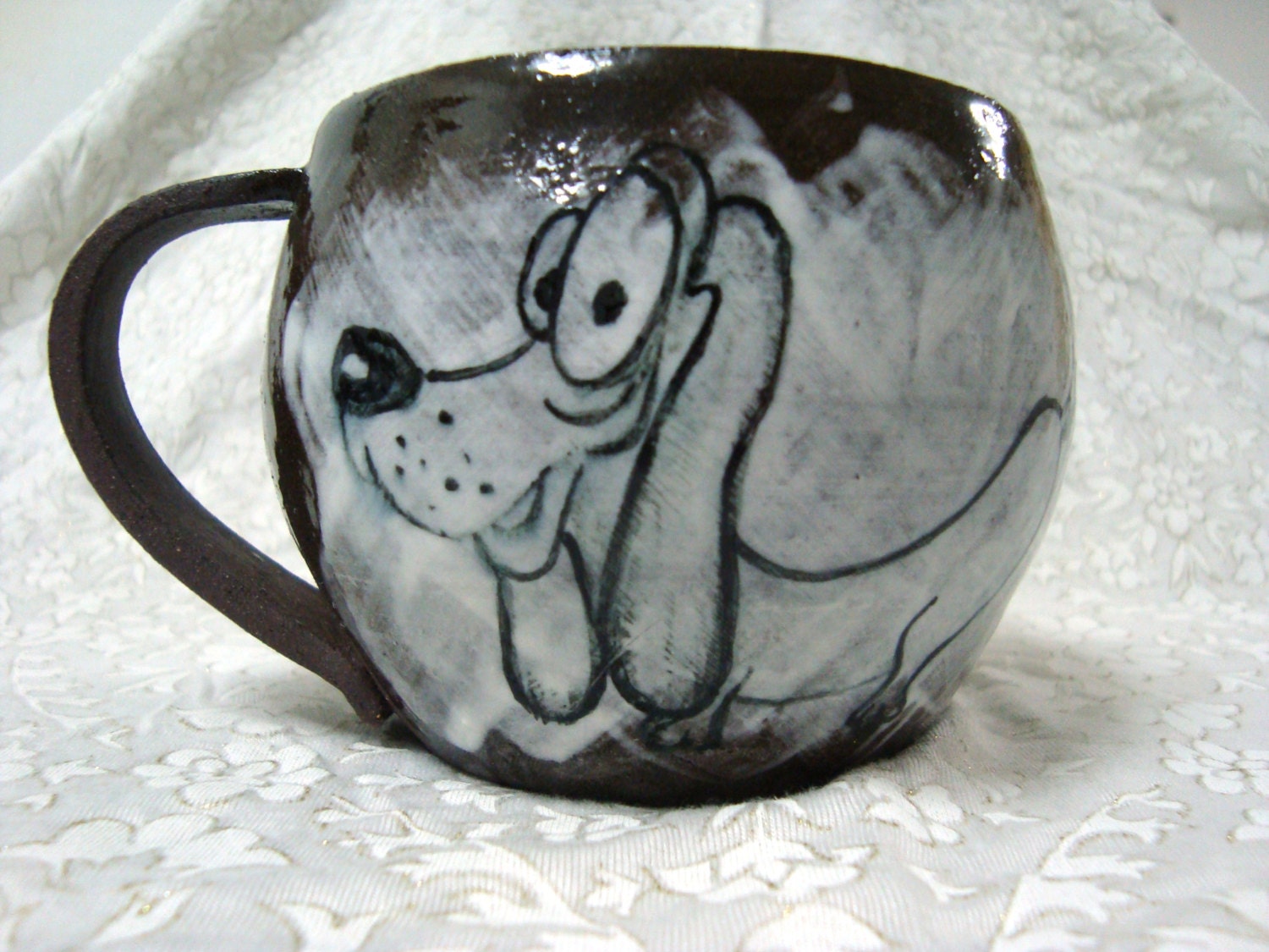 Doggy Mug. Exclusive Handmade Big Ceramic Mug for hot drinks , that can be your favorite cup or a beautiful gift for your friends