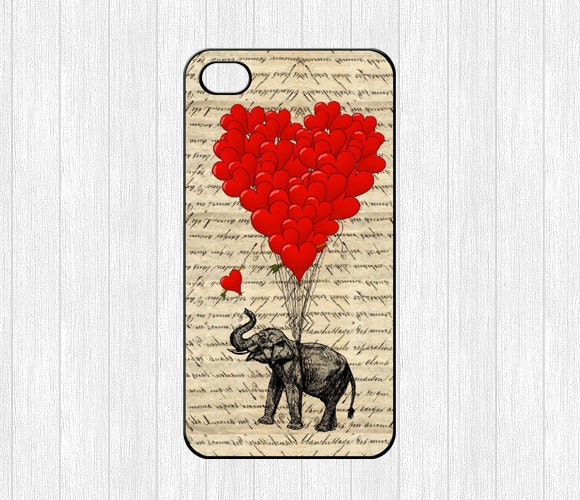 Elephant and heart shaped balloons iPhone 4 Case,iPhone 4 4g 4s Hard Case,cover skin case for iphone 4/4g/4s case,More styles for you choose