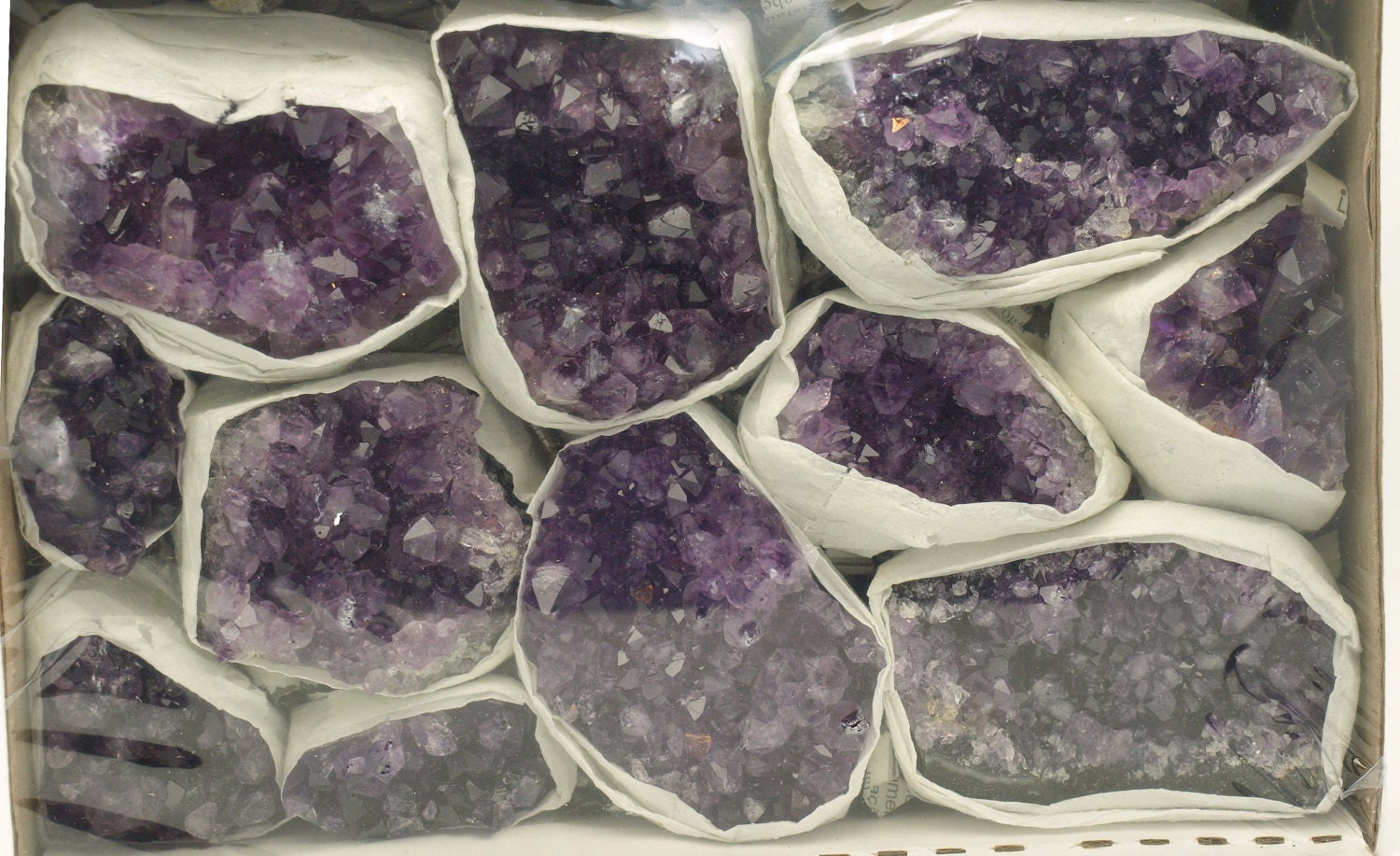 11 Pc Lot Flat Amethyst Crystal Geode Cluster - over 3.5 lbs Bulk (C225)
