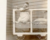 Vintage Photo "Unique Baby Stroller" snapshot, old photo, paper, ephemera, collectible, antique, photopicker