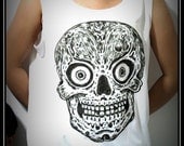 Skull Shirt Rock Tank Top Shirt T-Shirt ,  Comfortable Shirt , Women Sexy Hipster Shirt , Custom Photo Shirt