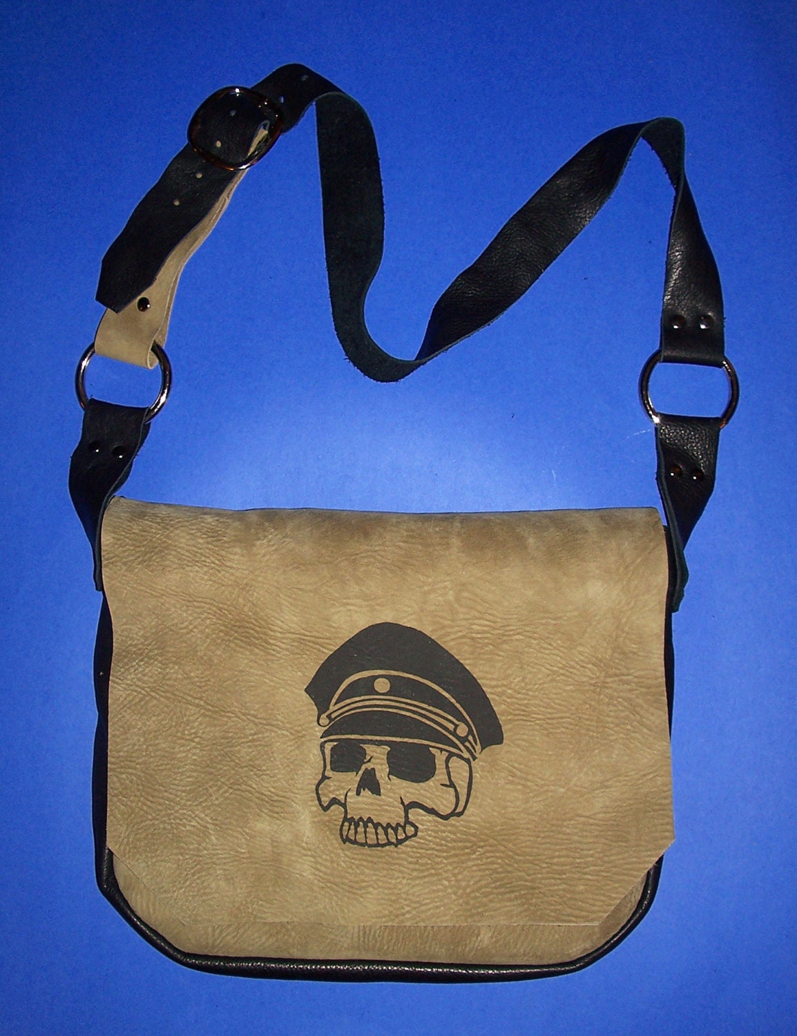 Leather Military Skulls Messenger Bag, Satchel, or Purse