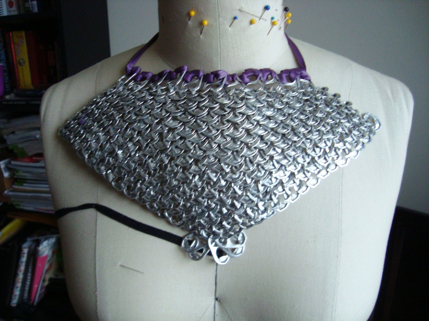 Soda can tab necklace with ribbon