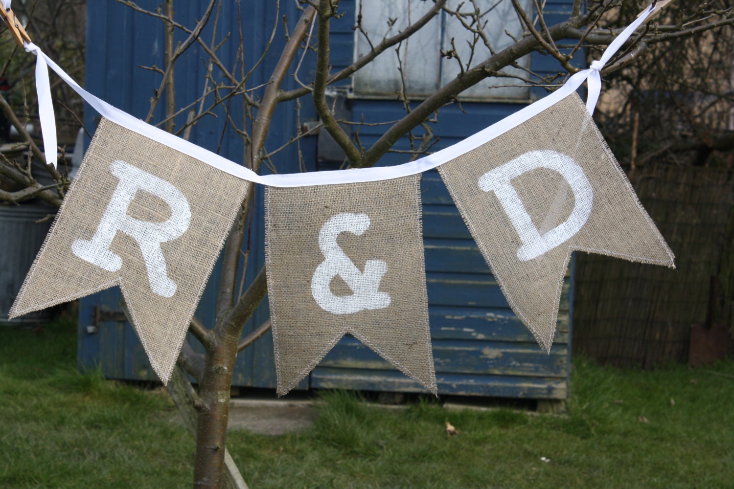 Custom 'Initials' Hessian wedding bunting for a vintage, rustic or barn themed wedding