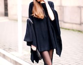 Women Fashion Black Bat-wing Sleeve Knitting Dress