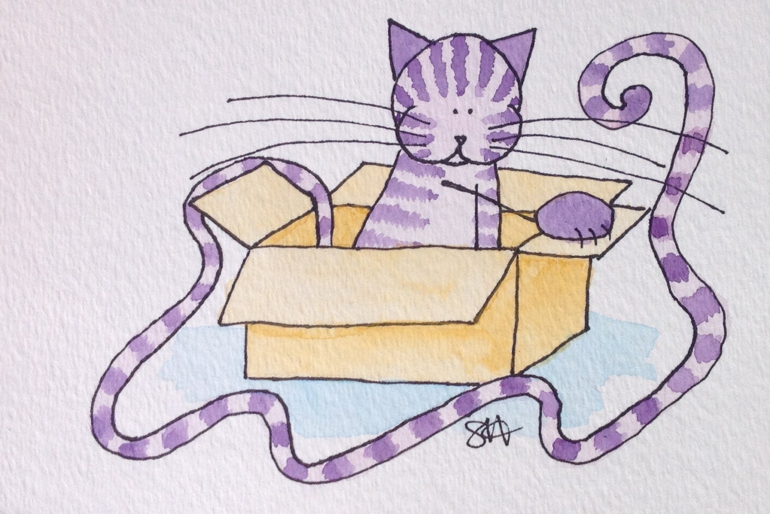 Colourful tabby cats--MULTI-LISTING--watercolour on paper--4x6"--home decor