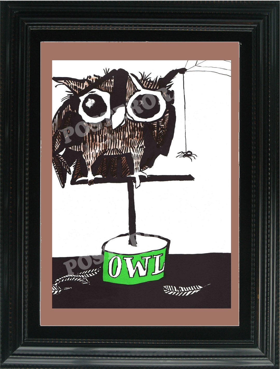 The Old Owl on a stand POSTER 13 x 18 large retro reproduction Print C