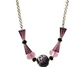 Handcrafted Lampwork Glass Necklace & Earrings Set Swarovski crystals sterling silver beads SRAJD