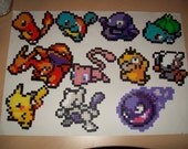 Small Pokemon Sprites, Pikachu, charizard, charmander, mew, psyduck, squirtle, Mewtwo etc Hama Perler beads
