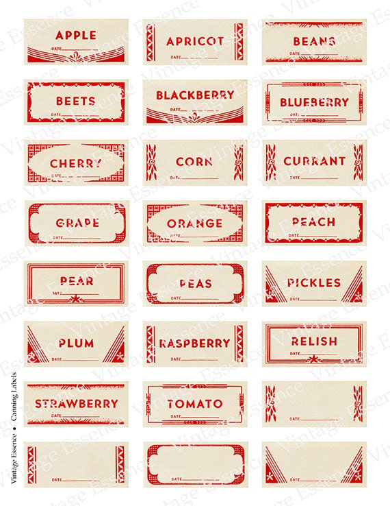 MASON JAR LABELS Vintage Canning Digital Collage Sheet for Altered Art Mixed Media Scrapbooking