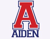 Varsity Boy Name and Initial Decal Personalized Monogram Wall Decal Baby Nursery Room Wall Art - M025