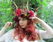 Art nouveau, autumnal, non-taxidermy deer antler crown - game of thrones, fantasy, LARP, cosplay