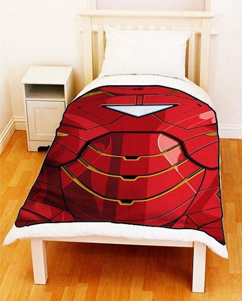 IRON MAN The Avengers Marvel Heroes Tony Stark Fleece Blanket Bed Throw Ideal Gift Size 50" x 60"