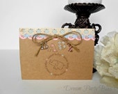 Baby birth announcements Elephant Shabby chic Girl Boy or Twins Eco friendly Brown cardstock with matching envelopes
