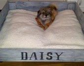 Wooden Pallet Crate Dog Bed with custom hand painted Name (For Large Sized Dog)