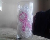 pink breast cancer ribbon  vase