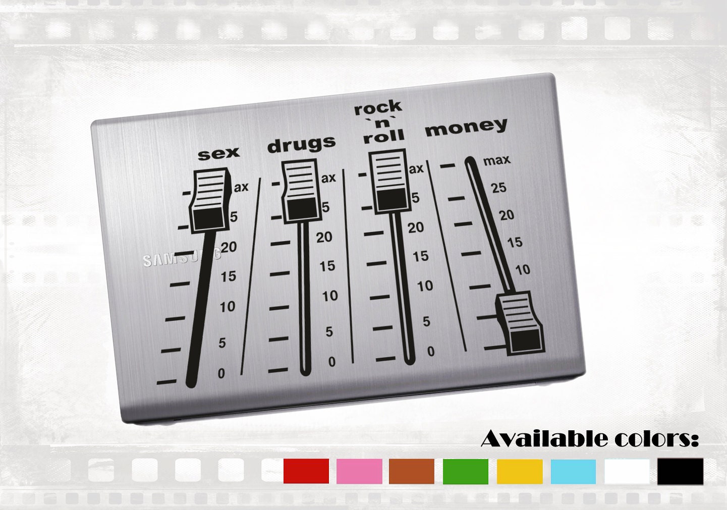 music vinyl decal laptop sticker for notebook, Apple MacBook pro, air. also walls and glass
