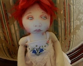 Apple the Red Headed Rag Doll with pinafore and bow